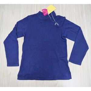 Quacker Factory QVC Women's XS Blue Acrylic Mock Neck Zipper Sweater rhinestone